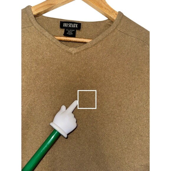 111 State 100% Cashmere Sweater Men’s Medium Tan V Neck Pullover - Picture 9 of 15